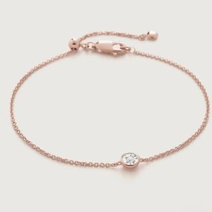 MONICA VINADER Rose Gold Bezel Chain Bracelet with Solitaire Crystal